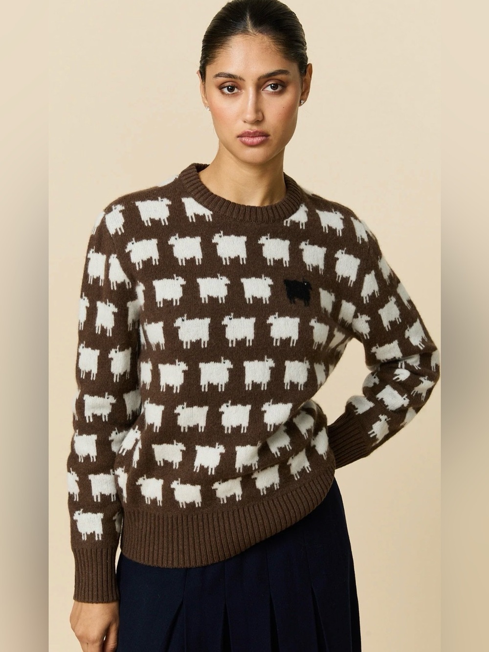 NEW Rowing Blazers Warm and Wonderful Oversized Wool Sheep Sweater Brown Large - Picture 2 of 9